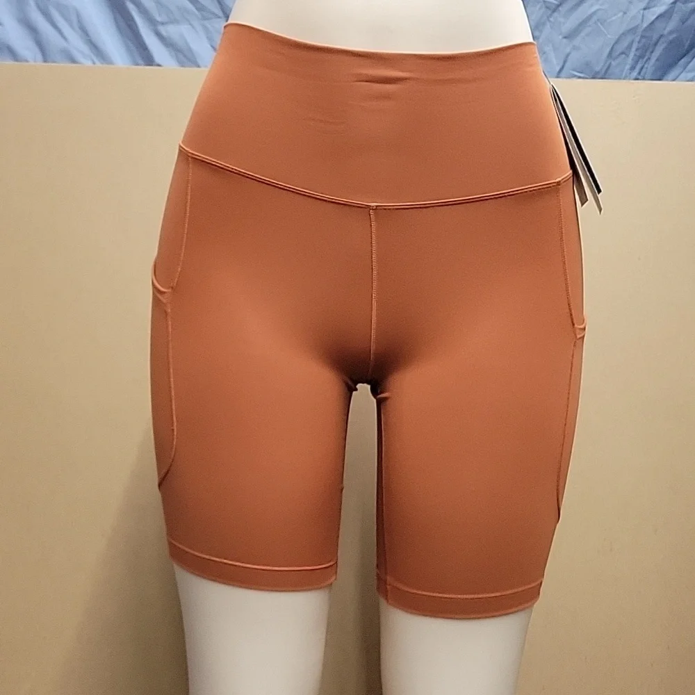Women's High-Waisted Orange Shorts - Picture 9 of 9